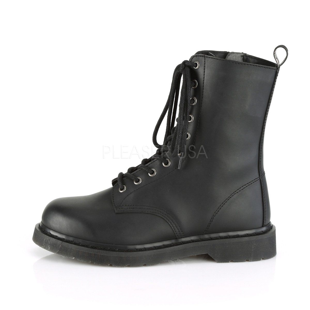 BOLT-200 Black Vegan Leather Mid-Calf Boot Demonia