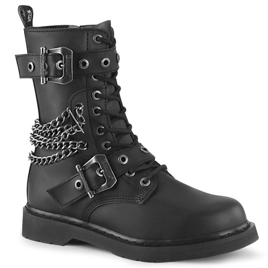 BOLT-250 Black Vegan Leather Mid-Calf Boot Demonia