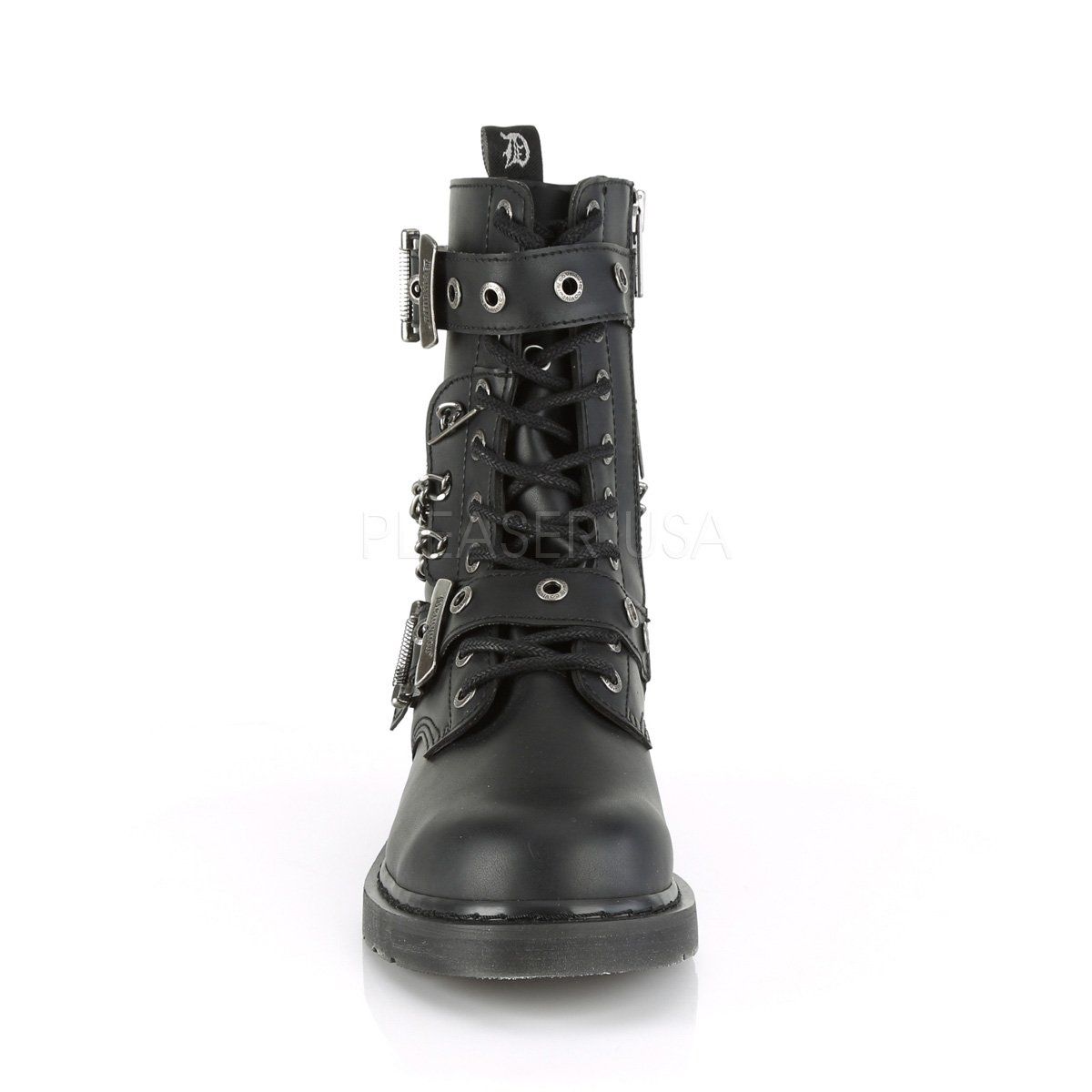 BOLT-250 Black Vegan Leather Mid-Calf Boot Demonia