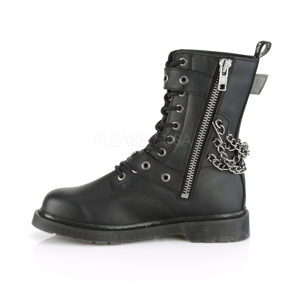 BOLT-250 Black Vegan Leather Mid-Calf Boot Demonia