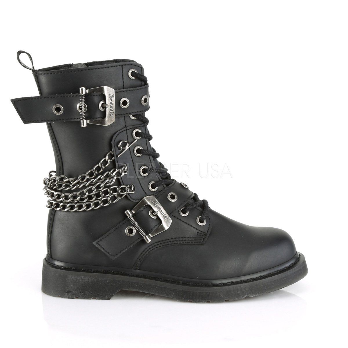 BOLT-250 Black Vegan Leather Mid-Calf Boot Demonia