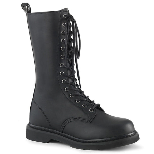 BOLT-300 Black Vegan Leather Mid-Calf Boot Demonia