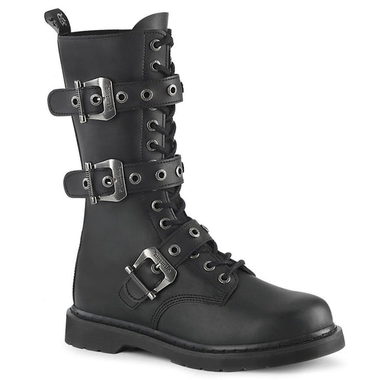 BOLT-330 Black Vegan Leather Mid-Calf Boot Demonia