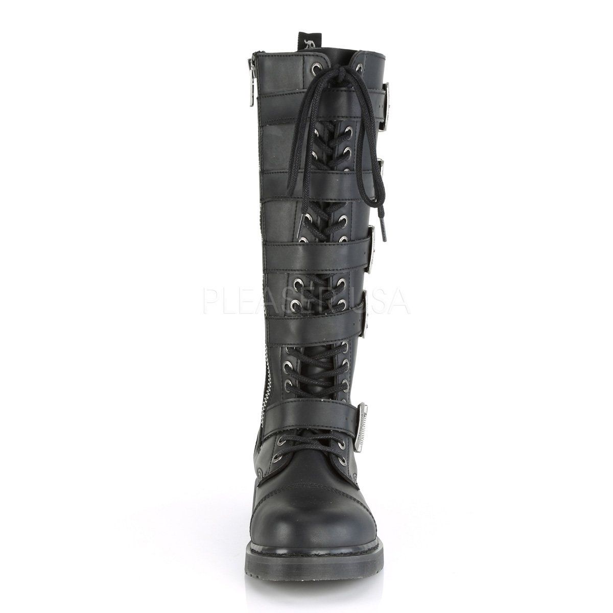 BOLT-425 Black Vegan Leather Combat Boot Demonia