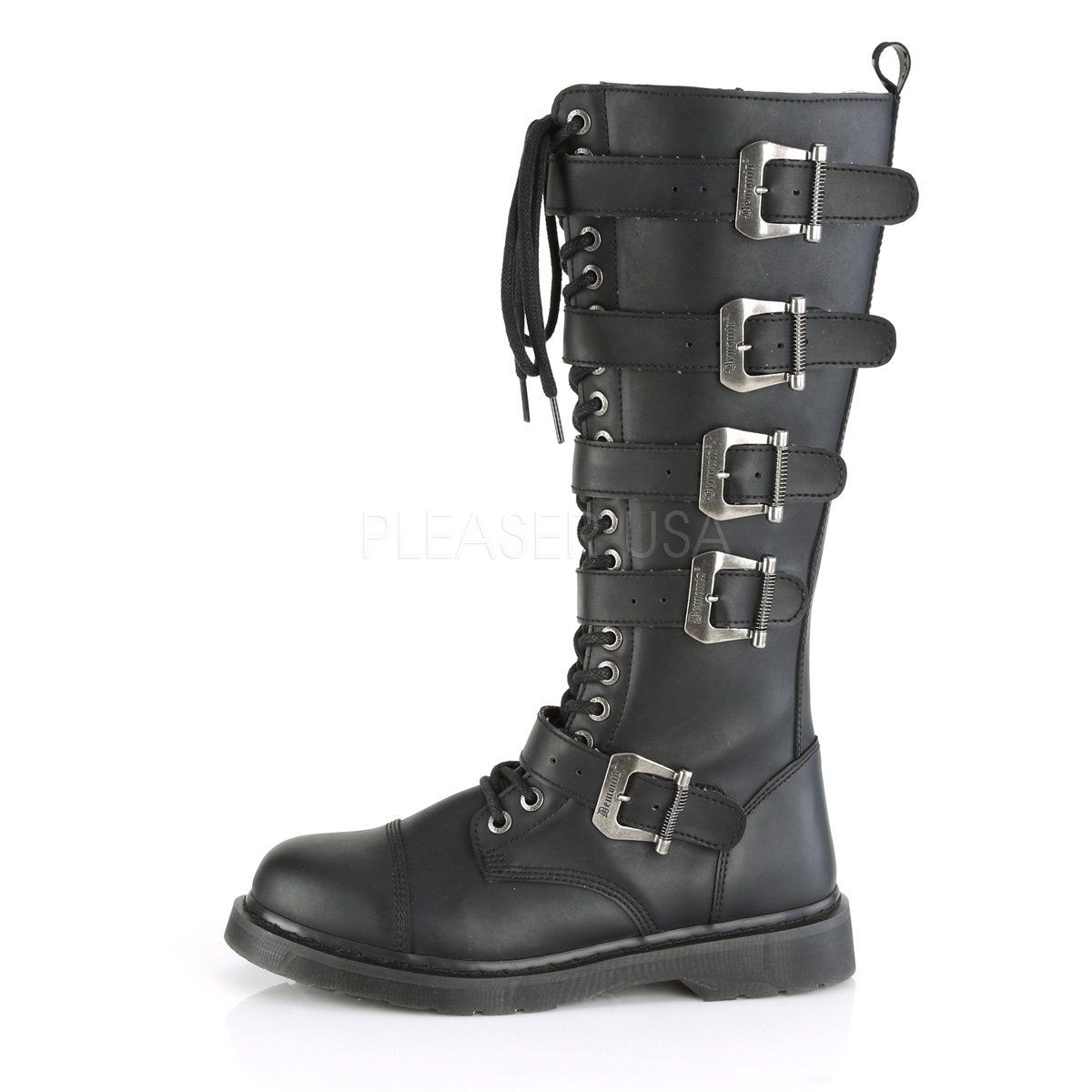 BOLT-425 Black Vegan Leather Combat Boot Demonia