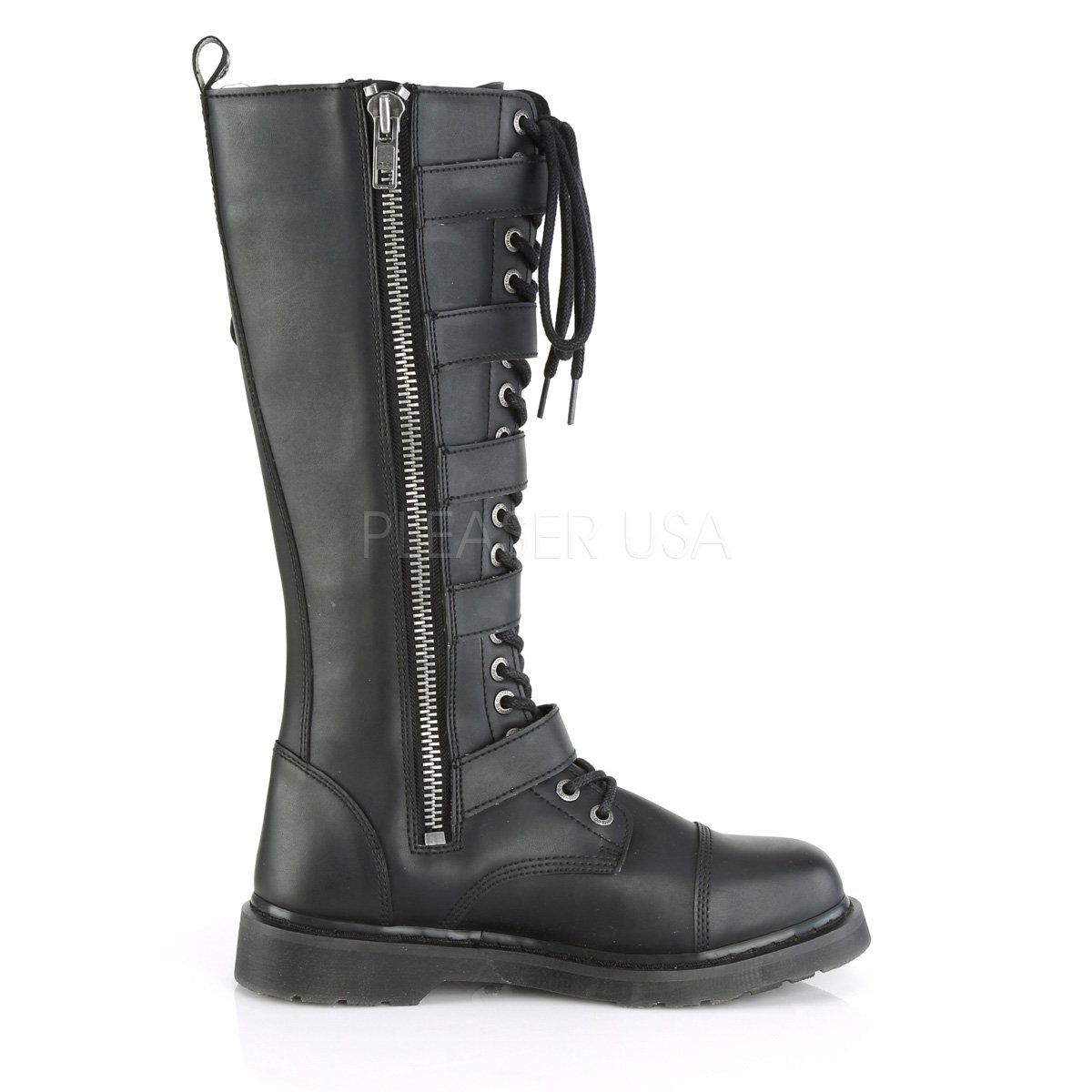 BOLT-425 Black Vegan Leather Combat Boot Demonia