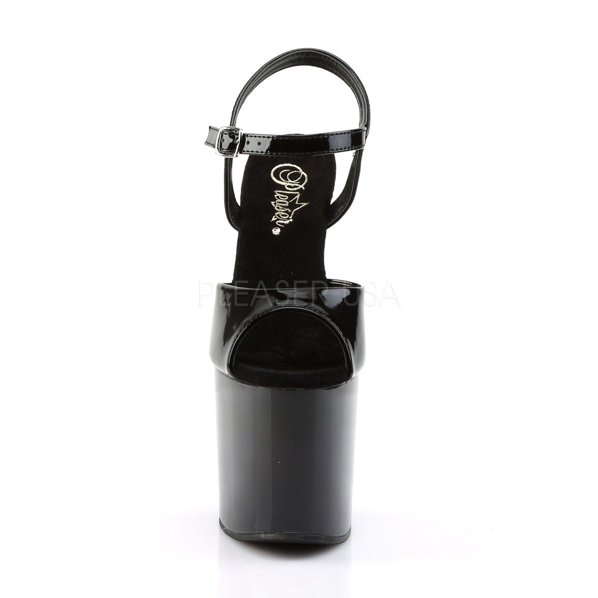 BONDGIRL-709 Black Patent Platform Sandal Pleaser