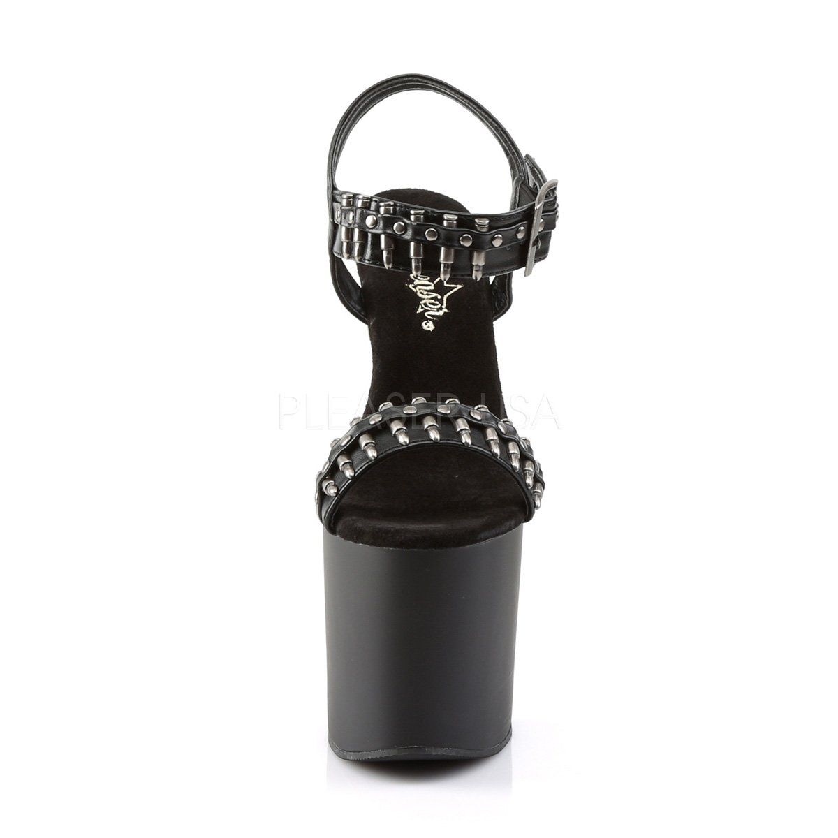 BONDGIRL-712 Black Faux Leather Platform Sandal Pleaser