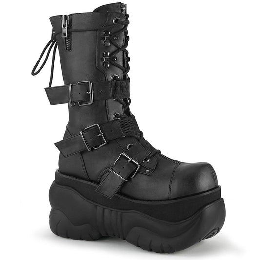 BOXER-230 Black Vegan Leather Mid-Calf Boot Demonia