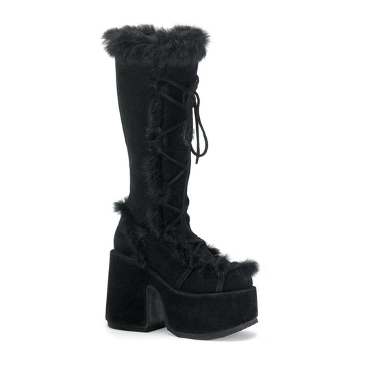 CAMEL-311 Black Vegan Suede Demonia
