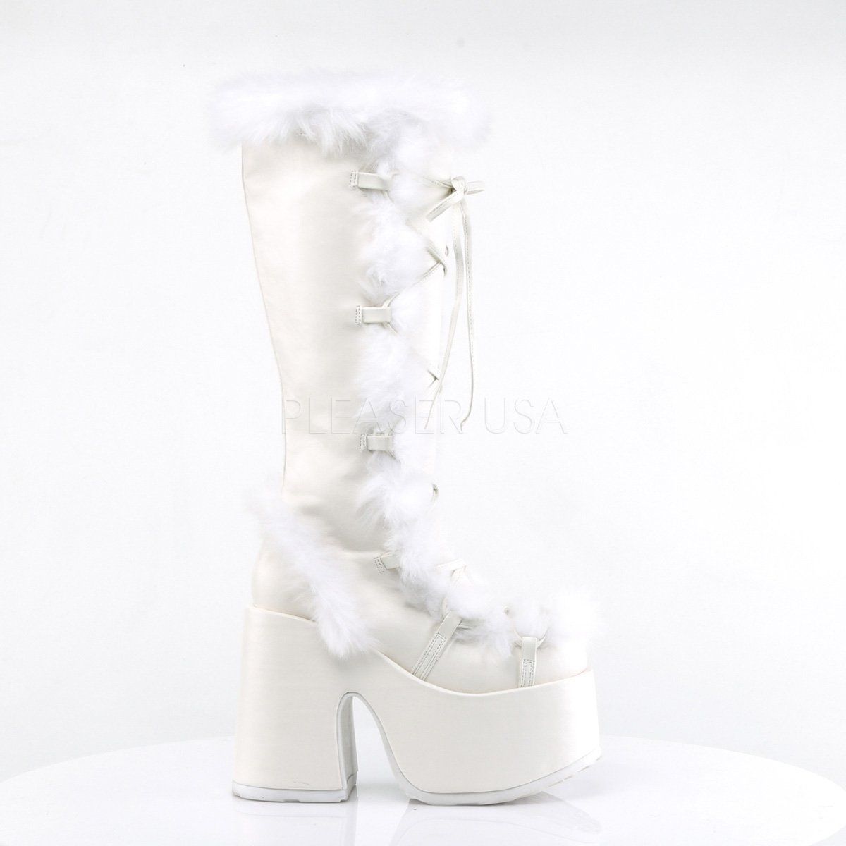 CAMEL-311 White Vegan Leather Demonia