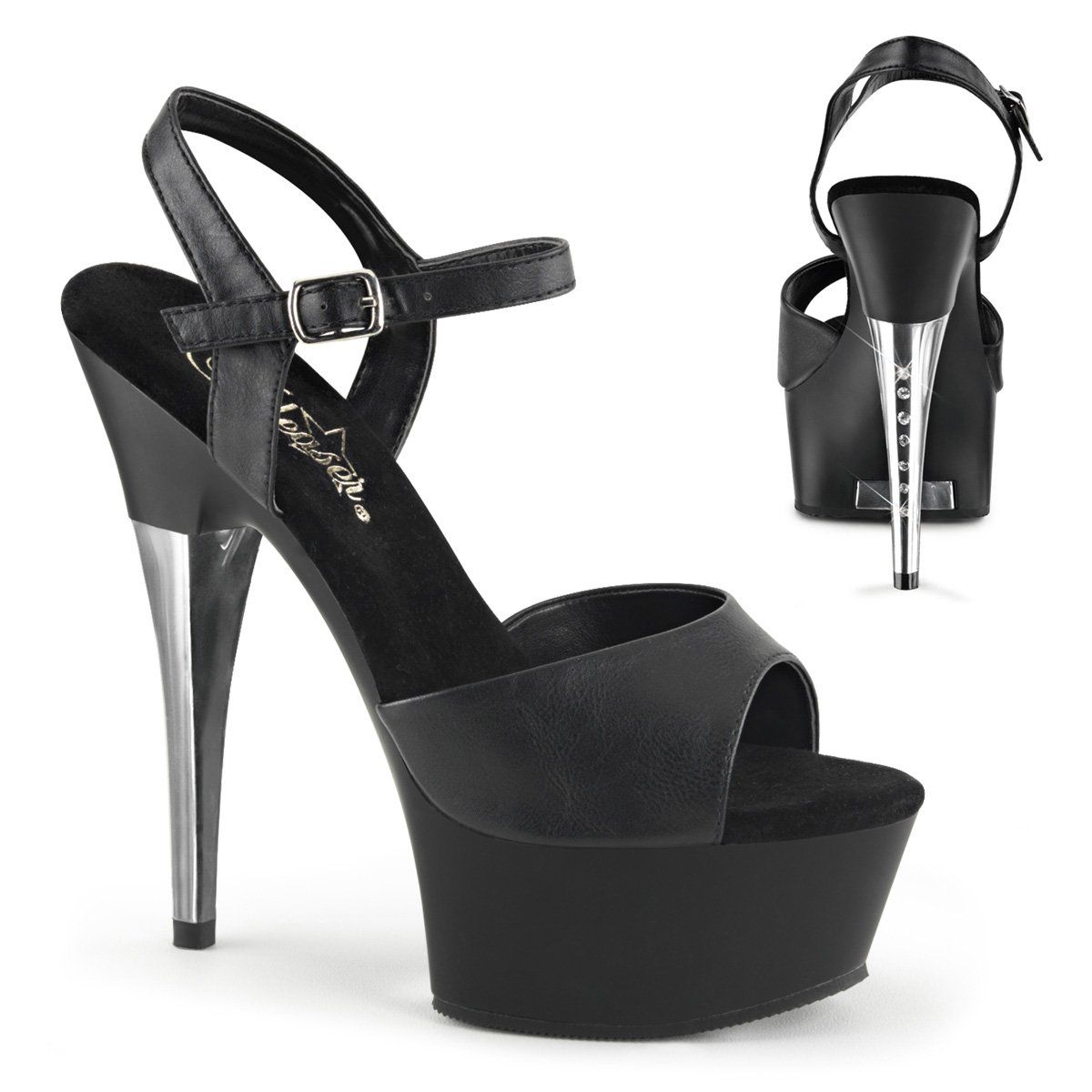 CAPTIVA-609 Black Faux Leather Platform Sandal Pleaser