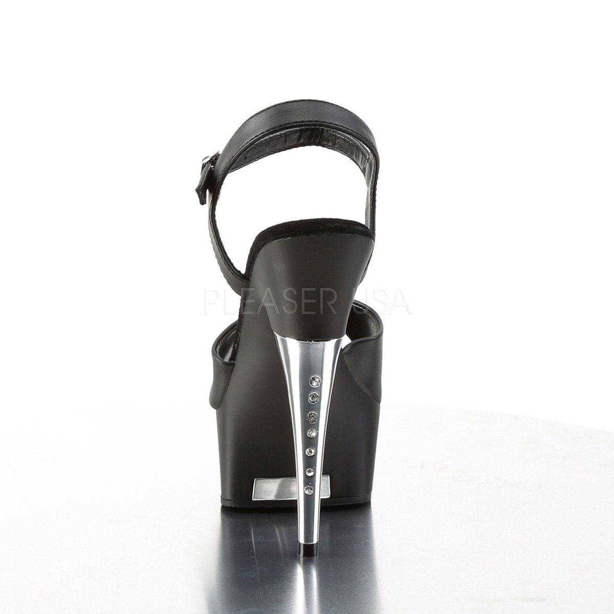 CAPTIVA-609 Black Faux Leather Platform Sandal Pleaser