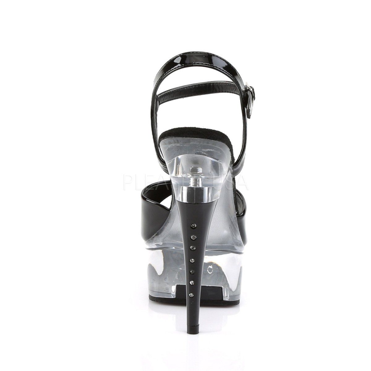 CAPTIVA-609 Black Patent/Clear Platform Sandal Pleaser