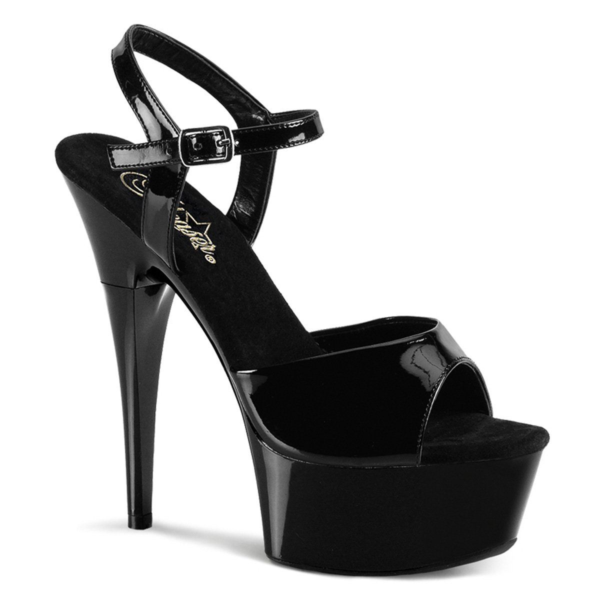 CAPTIVA-609 Black Patent Platform Sandal Pleaser
