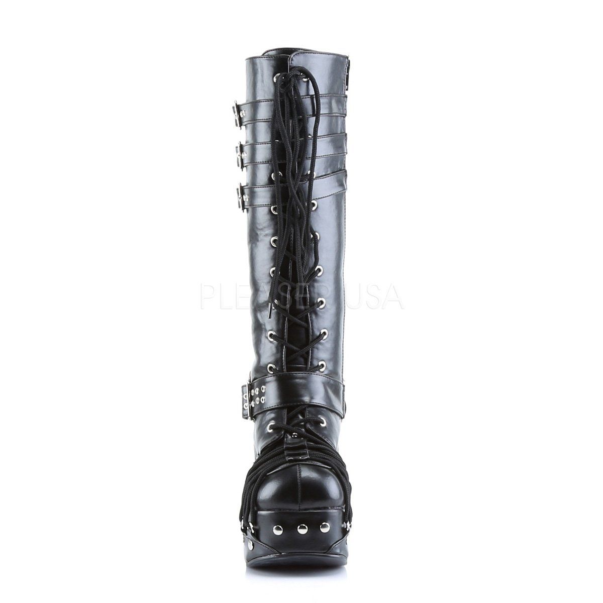 CHARADE-206 Black Vegan Leather Knee Boot Demonia