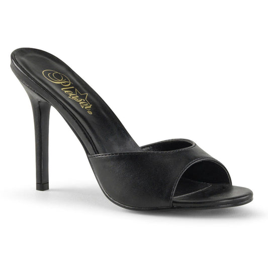 CLASSIQUE-01 Black Kid Pu Slide Pleaser