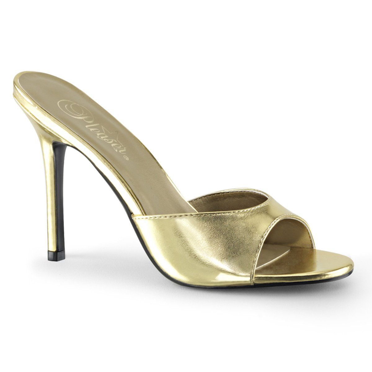 CLASSIQUE-01 Gold Metallic Pu Slide Pleaser