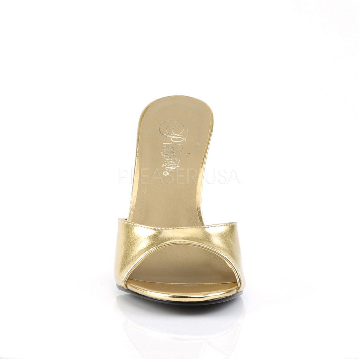 CLASSIQUE-01 Gold Metallic Pu Slide Pleaser