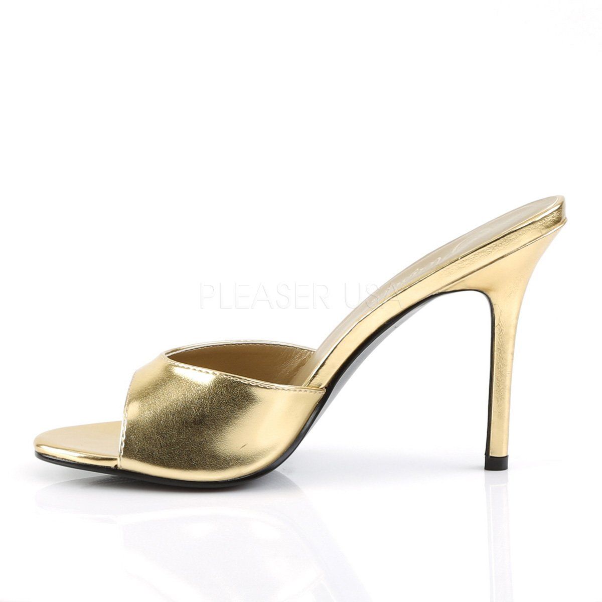 CLASSIQUE-01 Gold Metallic Pu Slide Pleaser