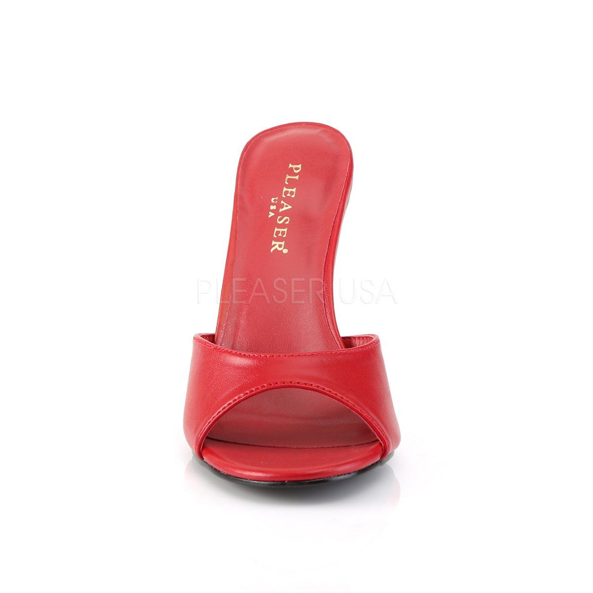 CLASSIQUE-01 Red Kid Pu Slide Pleaser