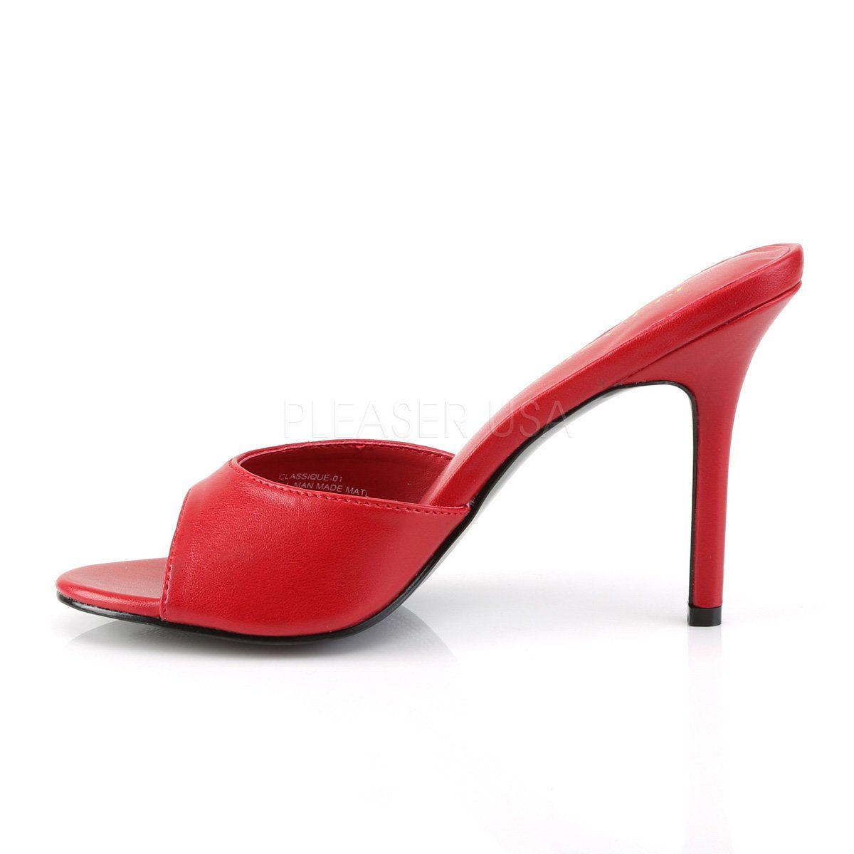 CLASSIQUE-01 Red Kid Pu Slide Pleaser