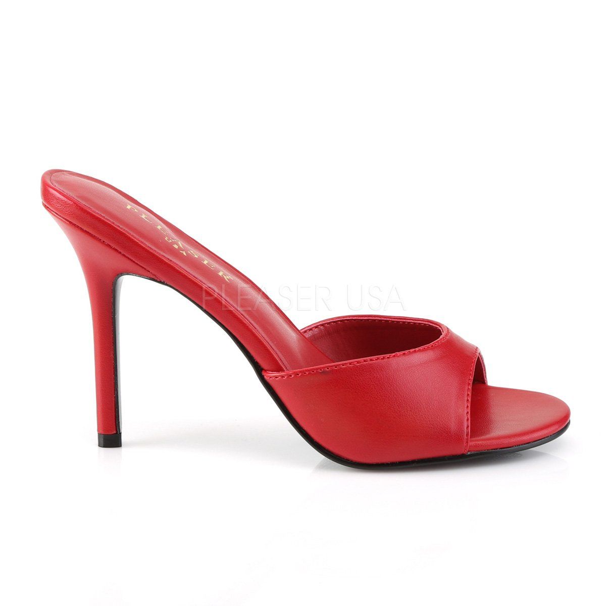 CLASSIQUE-01 Red Kid Pu Slide Pleaser