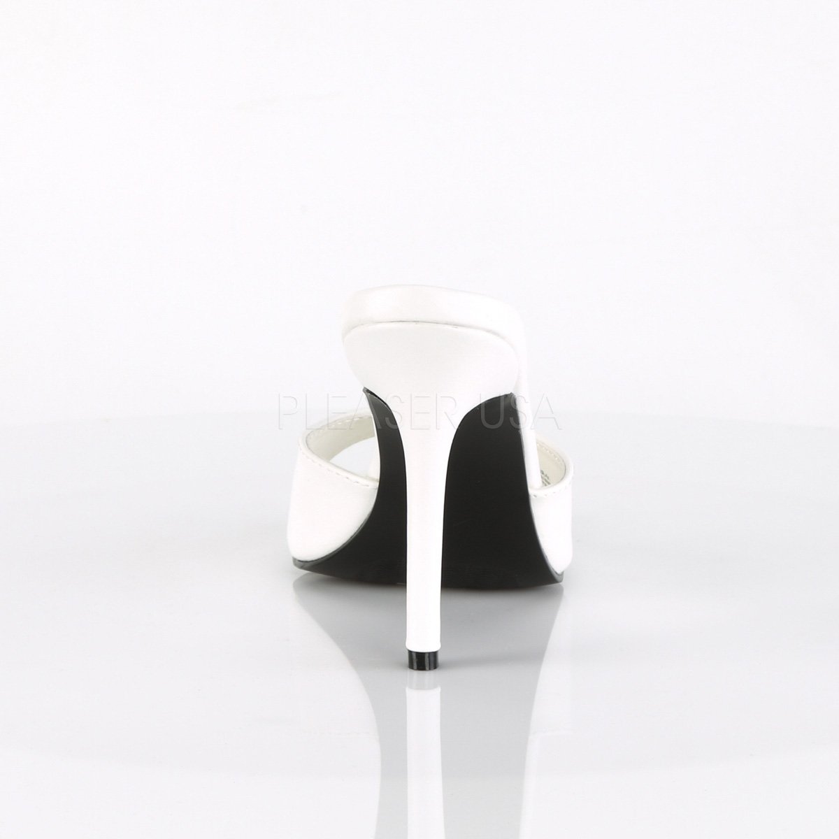 CLASSIQUE-01 White Kid Pu Slide Pleaser
