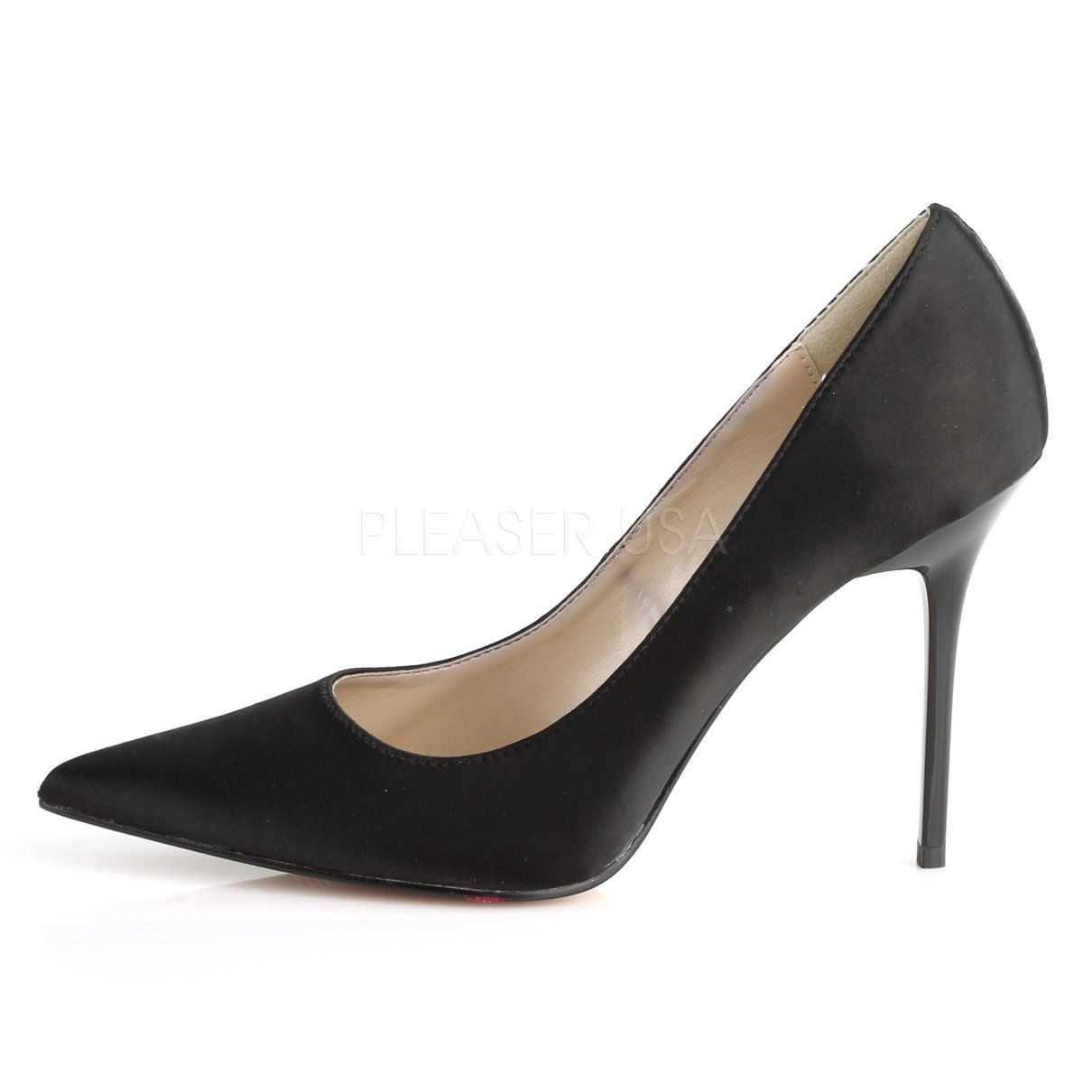 CLASSIQUE-20 Black Satin Pump Pleaser
