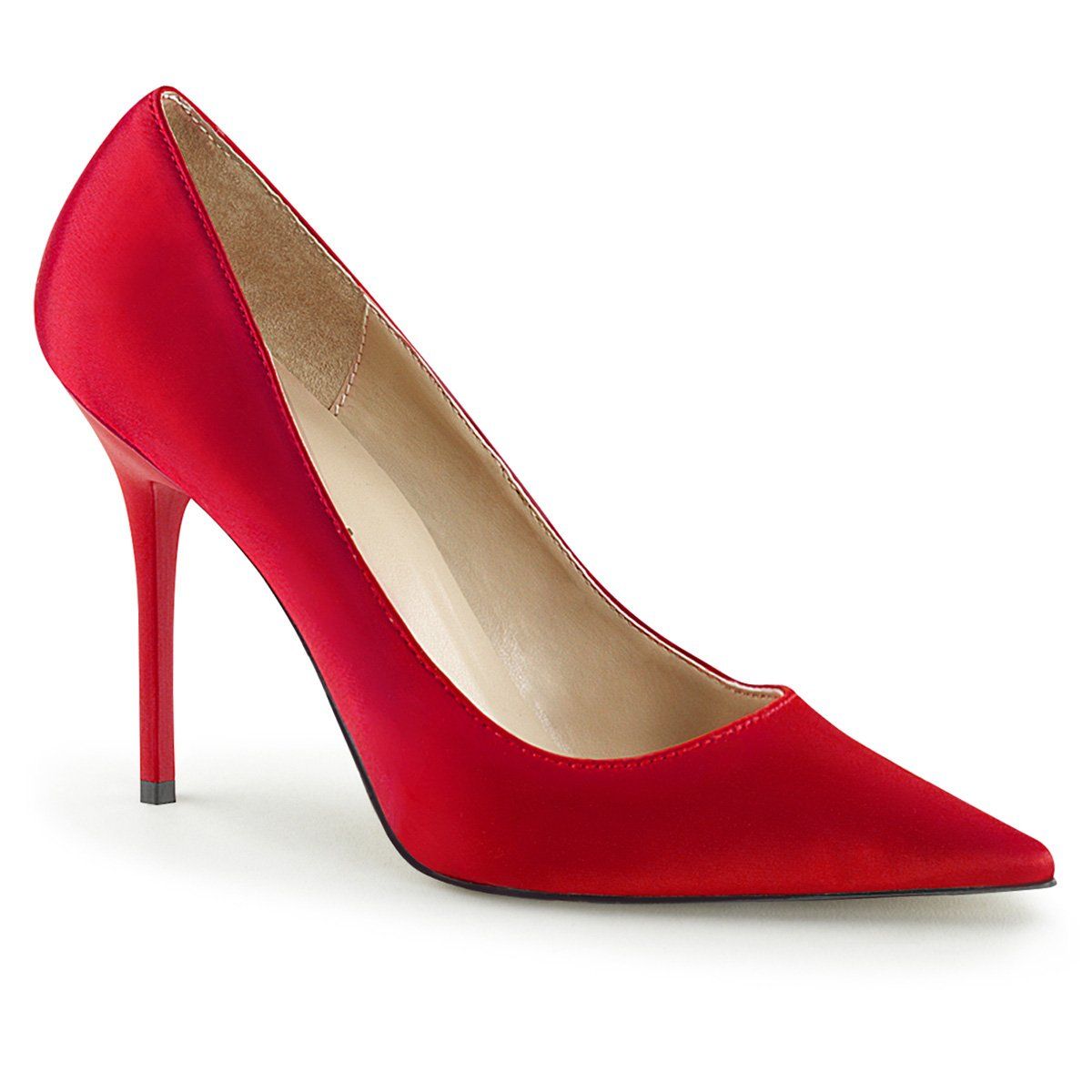 CLASSIQUE-20 Red Satin Pump Pleaser