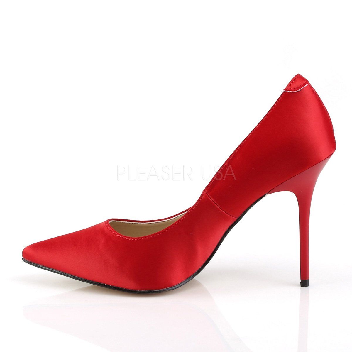 CLASSIQUE-20 Red Satin Pump Pleaser