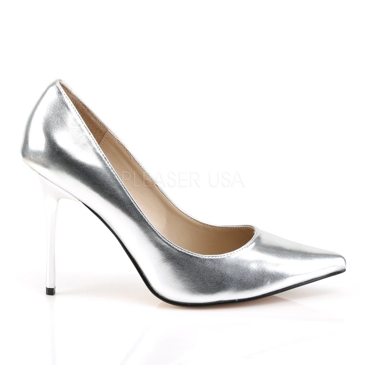 CLASSIQUE-20 Silver Metallic Pu Pump Pleaser