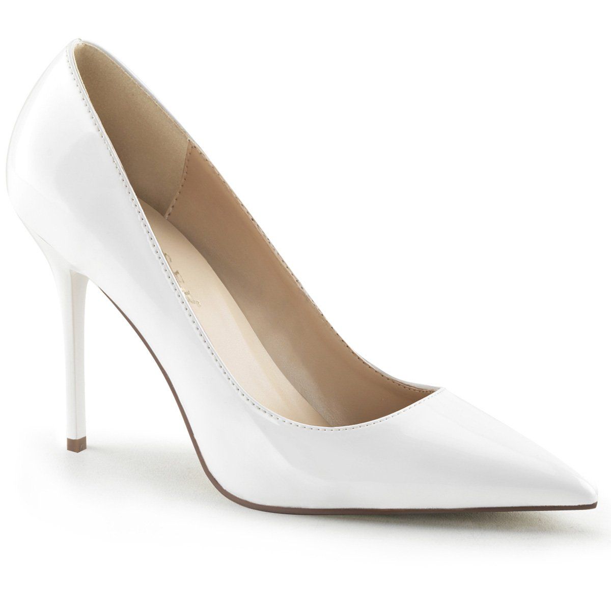 CLASSIQUE-20 White Patent Pump Pleaser