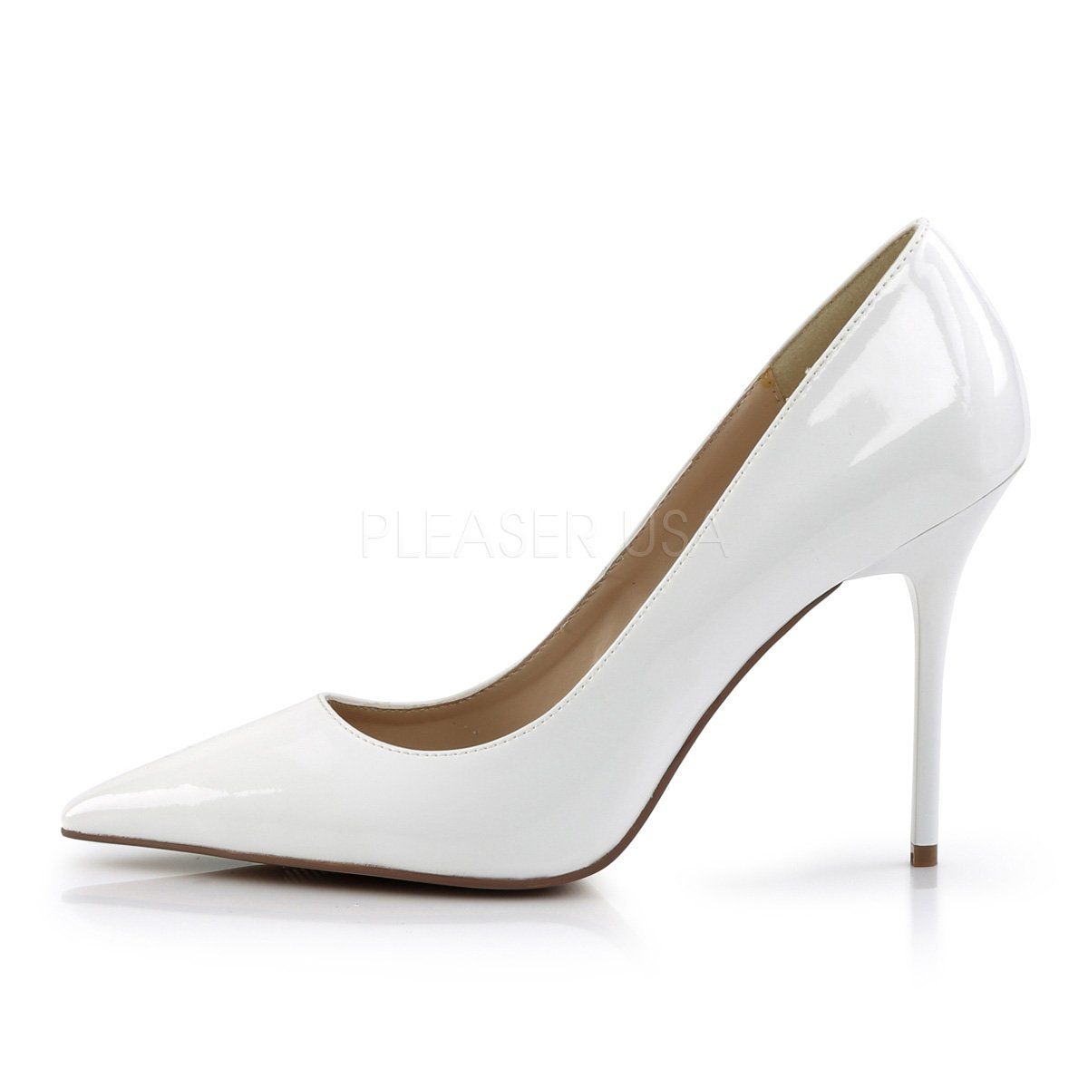 CLASSIQUE-20 White Patent Pump Pleaser