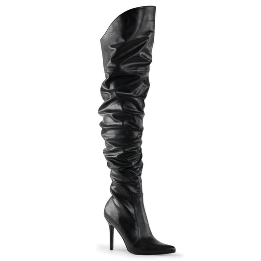 CLASSIQUE-3011 Black Faux Leather Thigh Boot Pleaser