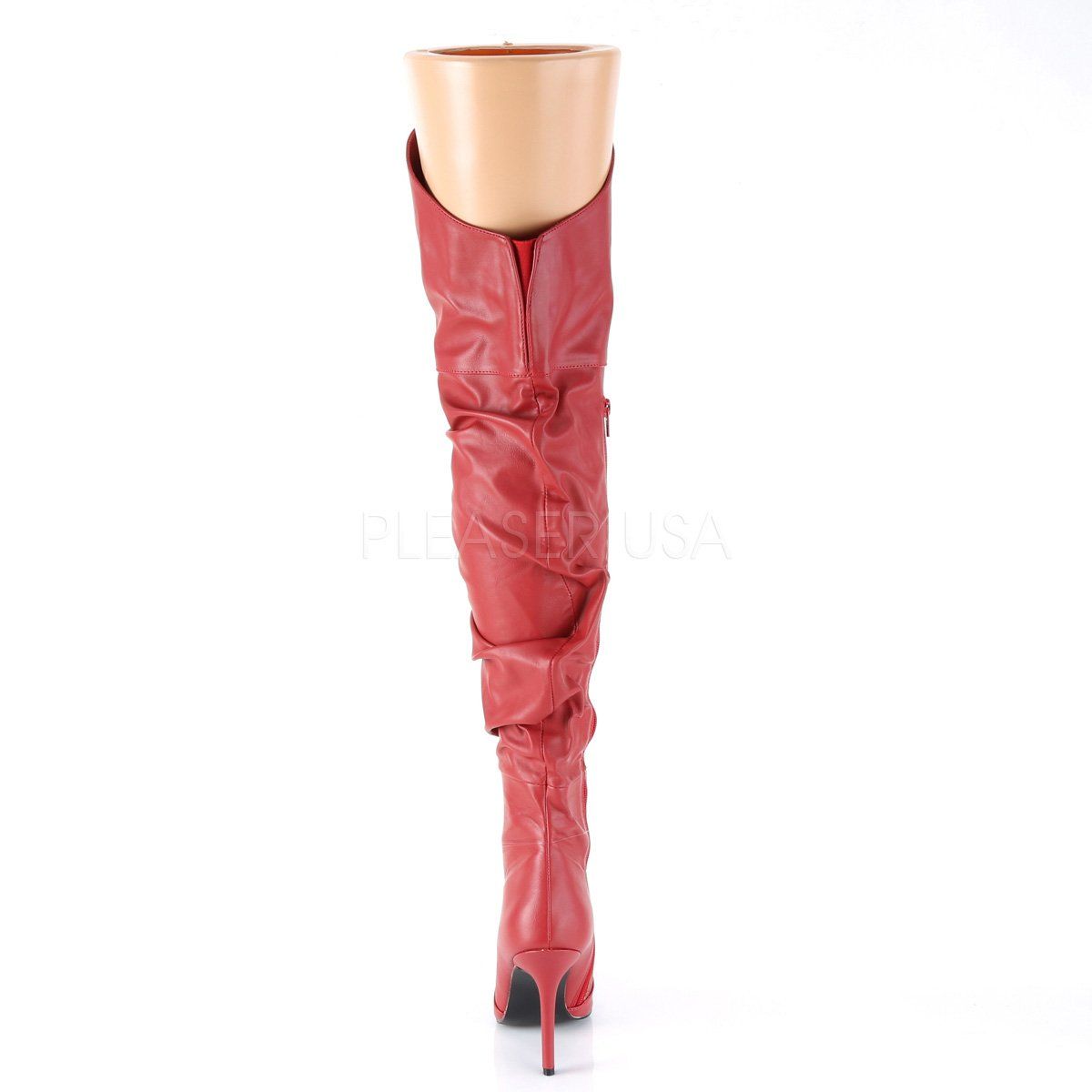CLASSIQUE-3011 Red Faux Leather Thigh Boot Pleaser