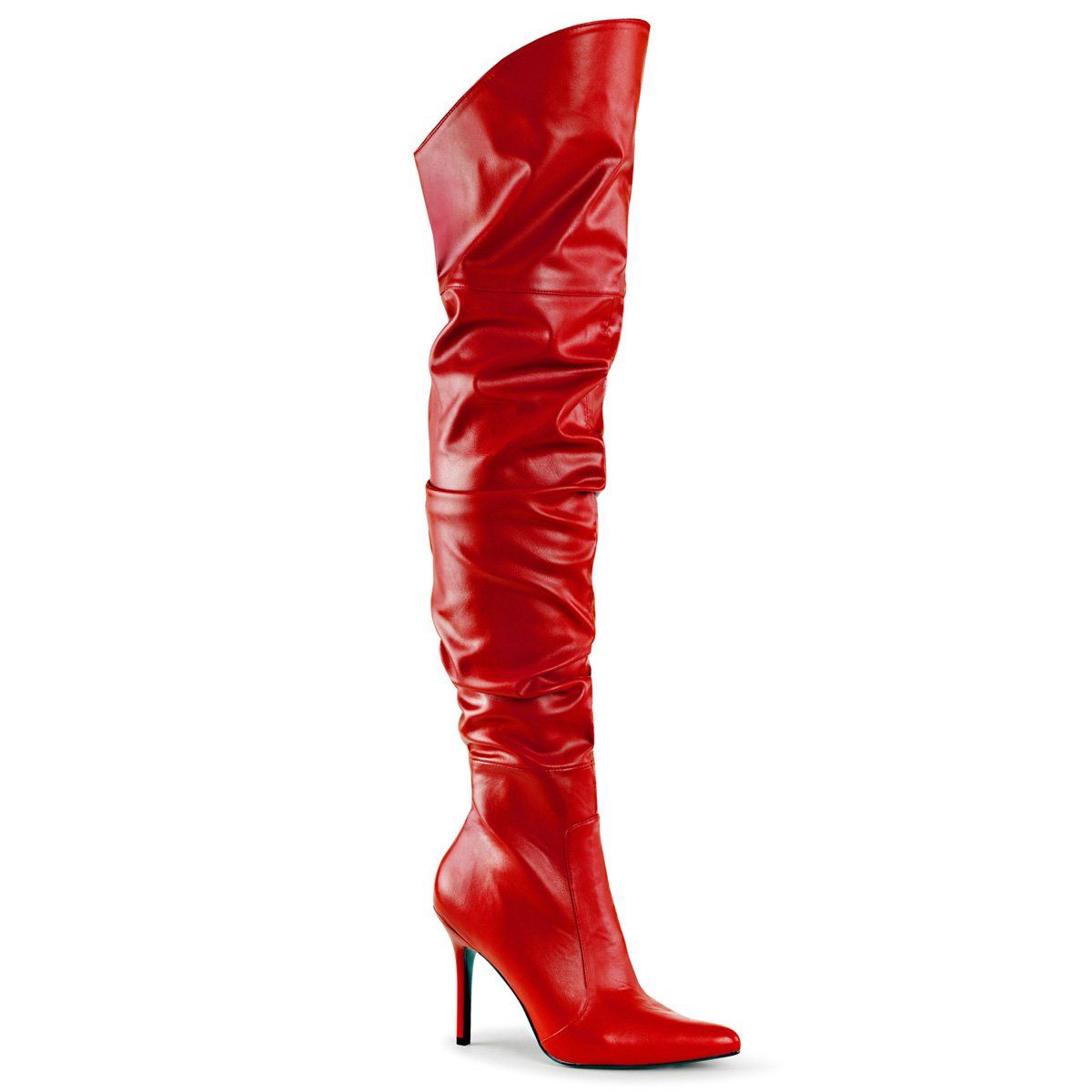 CLASSIQUE-3011 Red Faux Leather Thigh Boot Pleaser