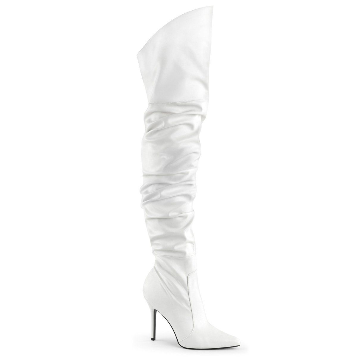 CLASSIQUE-3011 White Faux Leather Thigh Boot Pleaser