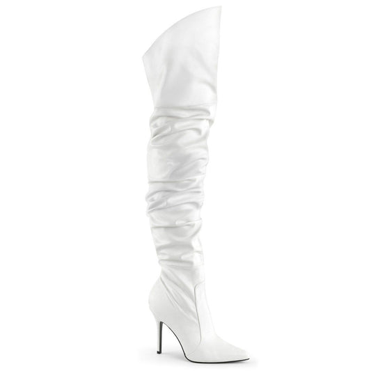 CLASSIQUE-3011 White Faux Leather Thigh Boot Pleaser