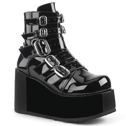 CONCORD-57 Black Patent Ankle Boot Demonia