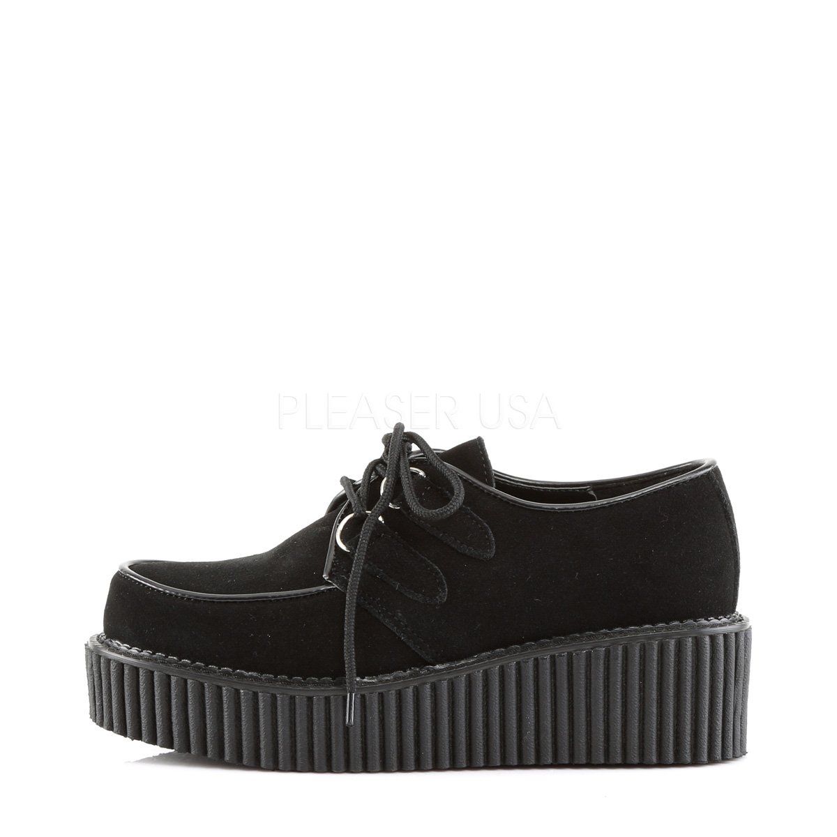 CREEPER-101 Black Suede Creeper Demonia