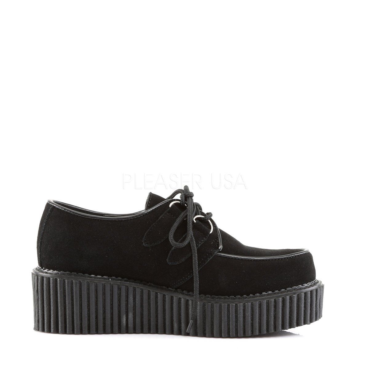 CREEPER-101 Black Suede Creeper Demonia
