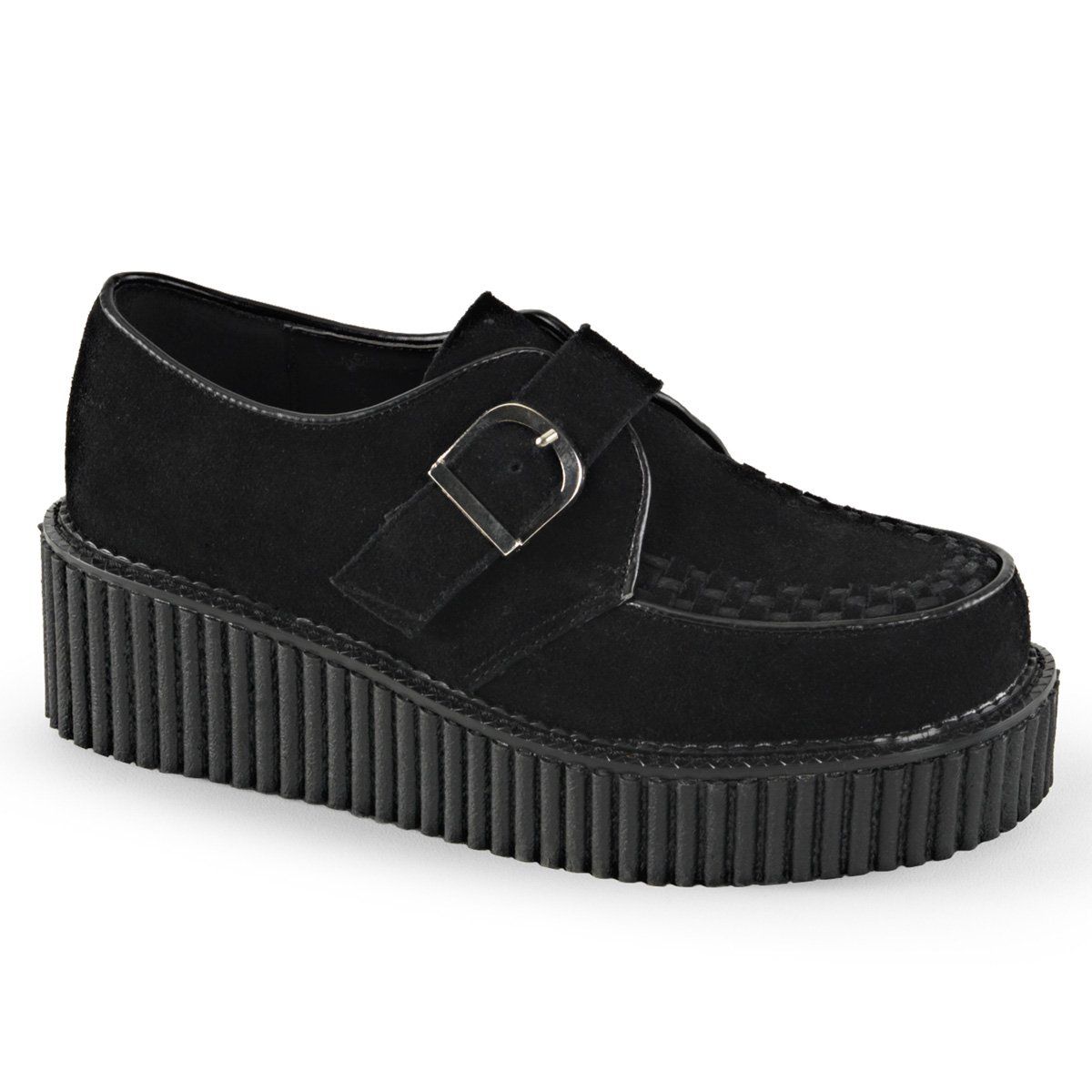 CREEPER-118 Black Vegan Suede Creeper Demonia