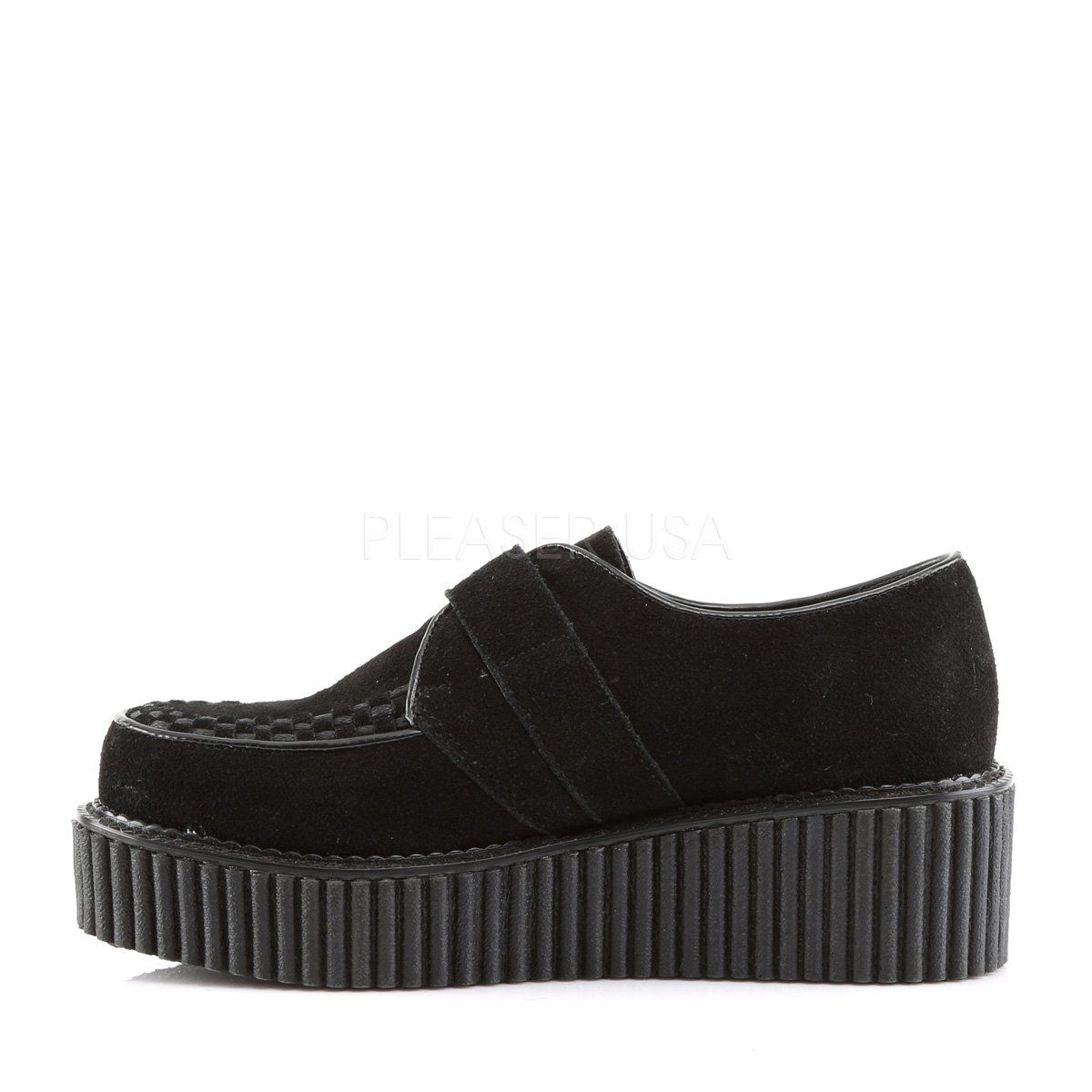 CREEPER-118 Black Vegan Suede Creeper Demonia
