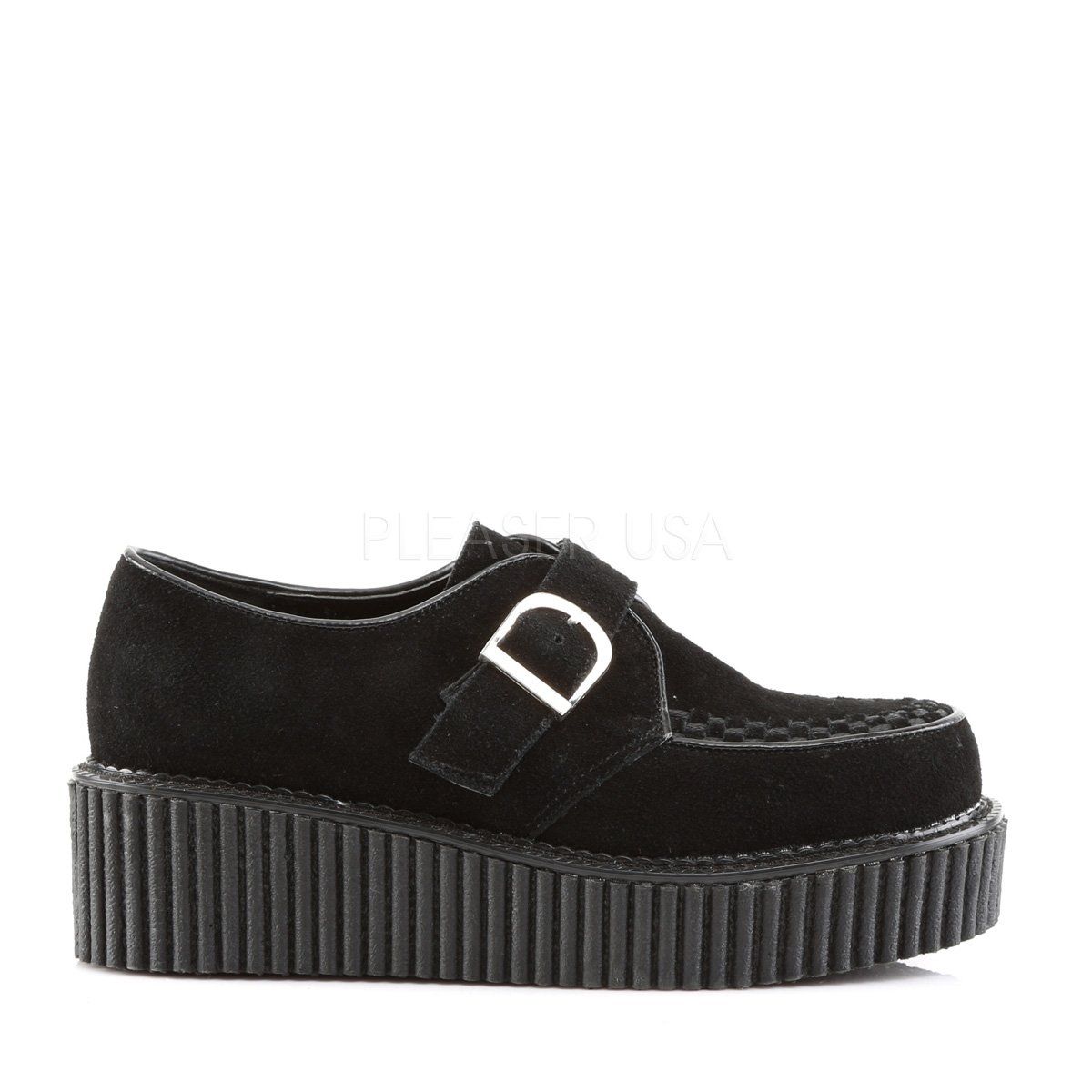 CREEPER-118 Black Vegan Suede Creeper Demonia
