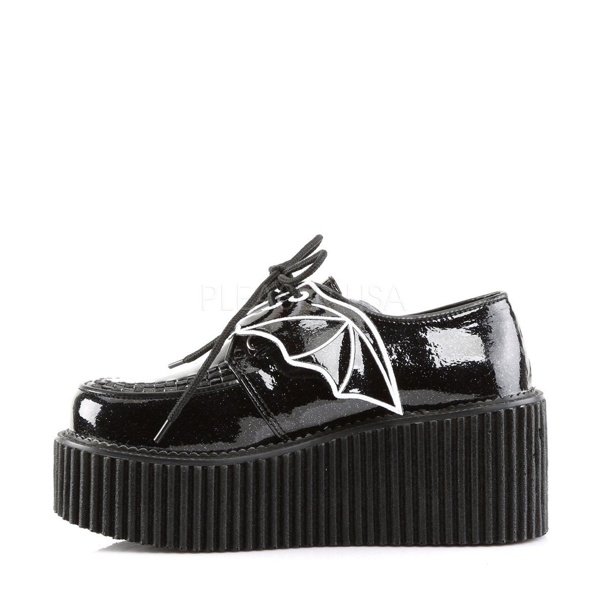 CREEPER-205 Black Glitter Vinyl Creeper Demonia