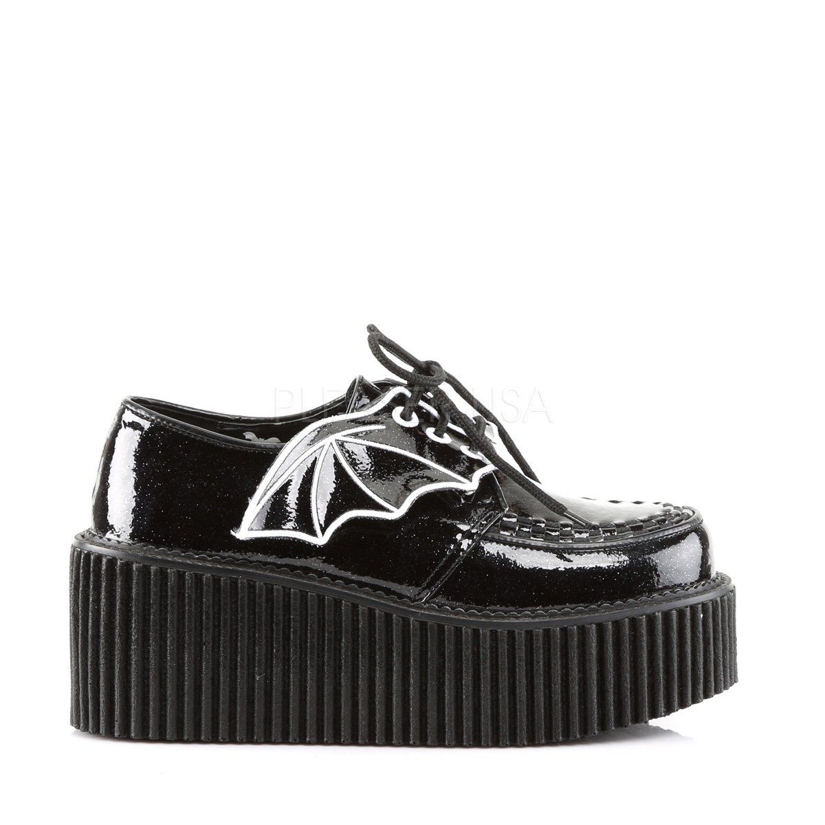 CREEPER-205 Black Glitter Vinyl Creeper Demonia