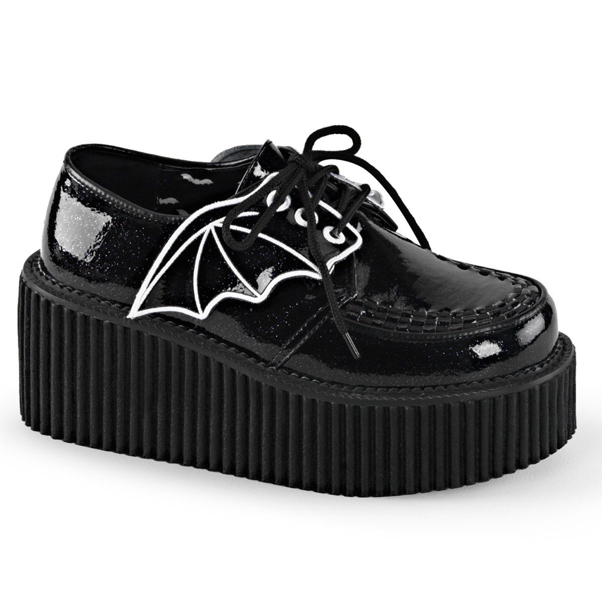 CREEPER-205 Black Glitter Vinyl Creeper Demonia