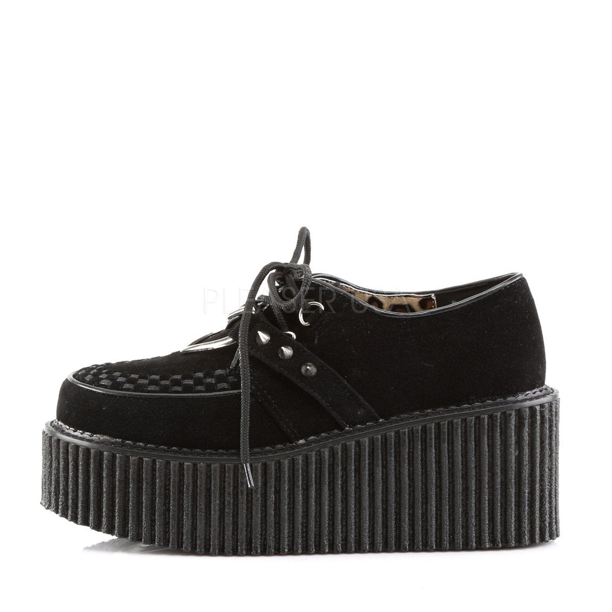 CREEPER-206 Black Vegan Suede Creeper Demonia