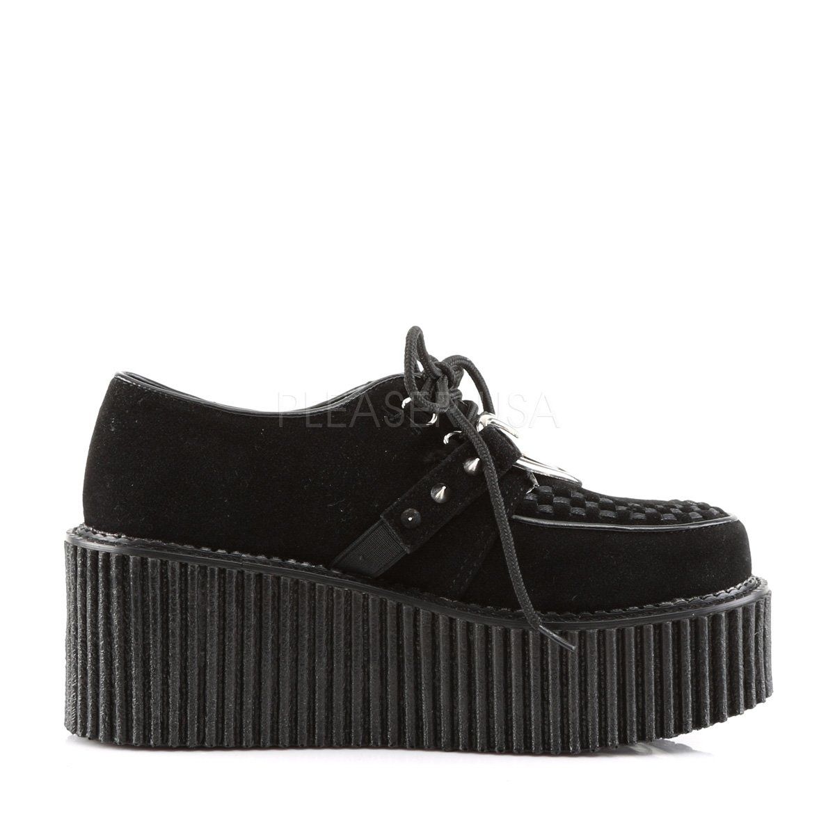 CREEPER-206 Black Vegan Suede Creeper Demonia